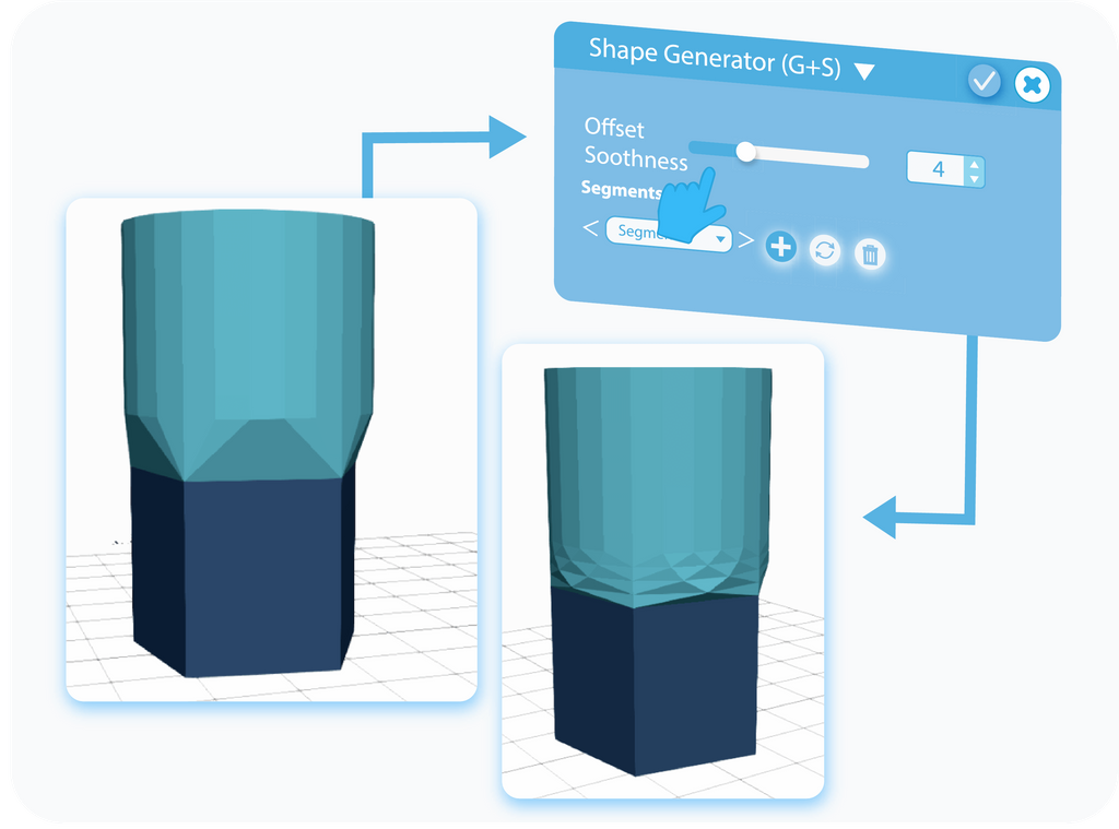 Customizing the Offset Smoothness feature for Shape Generator with slider or text-box